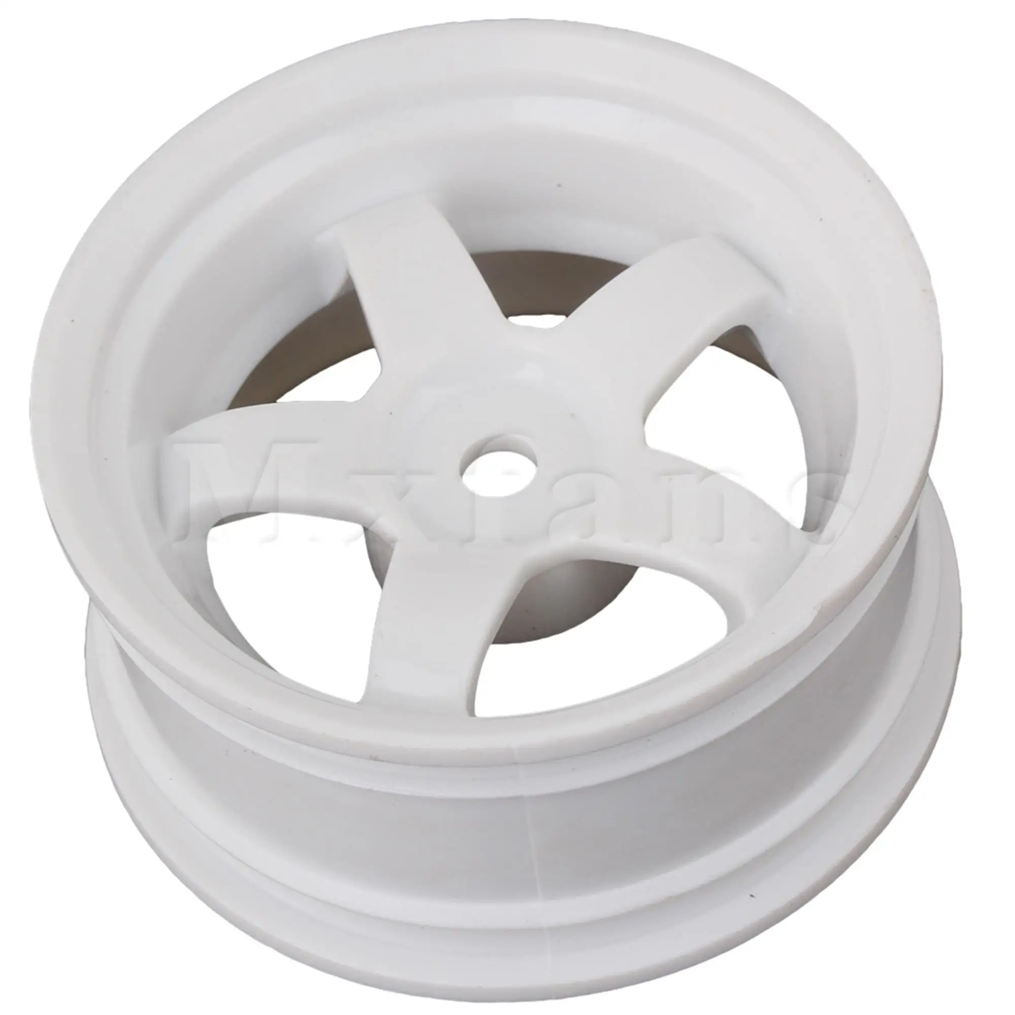 Mxfans 4Pcs RC 1:10 On Road Racing รถ Drift พลาสติกสีดำล้อสีขาวขอบ5-Spoke 52mm Dia