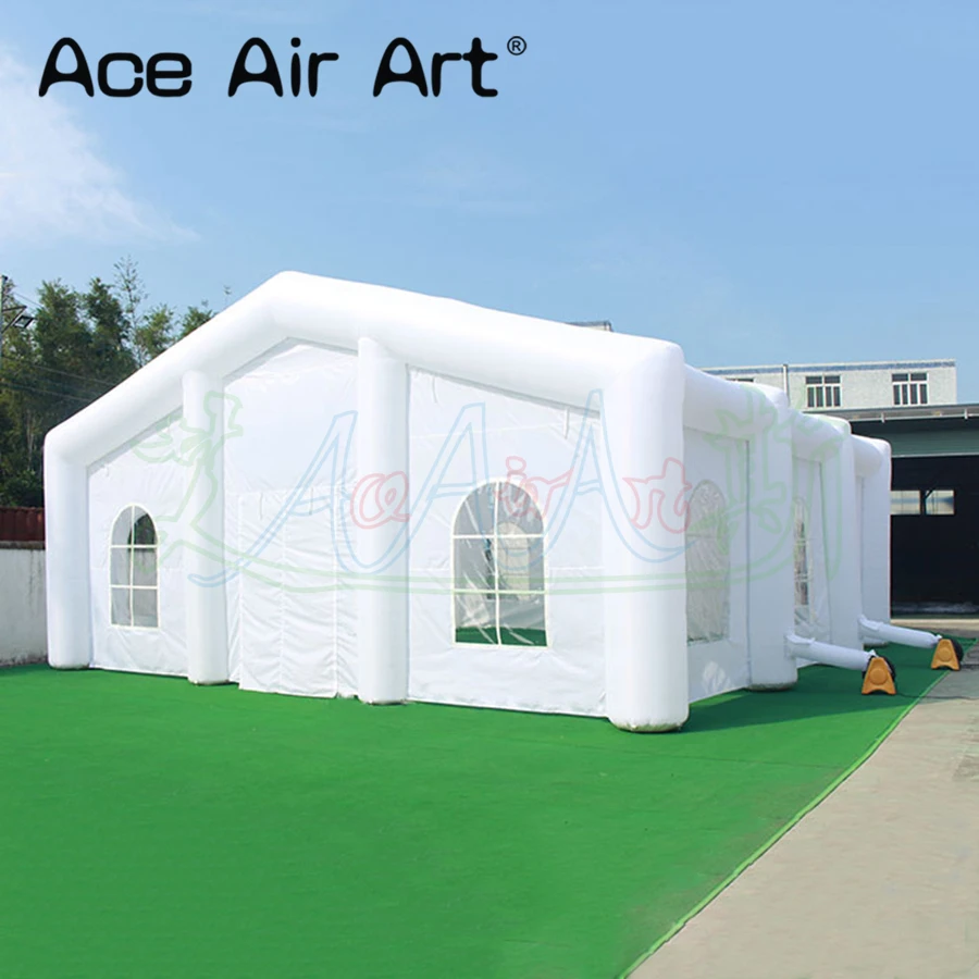 Tenda nuziale gonfiabile bianca personalizzata personalizzata con luce e ventilatore d'aria per feste all'aperto/campeggio realizzata da Ace Air Art