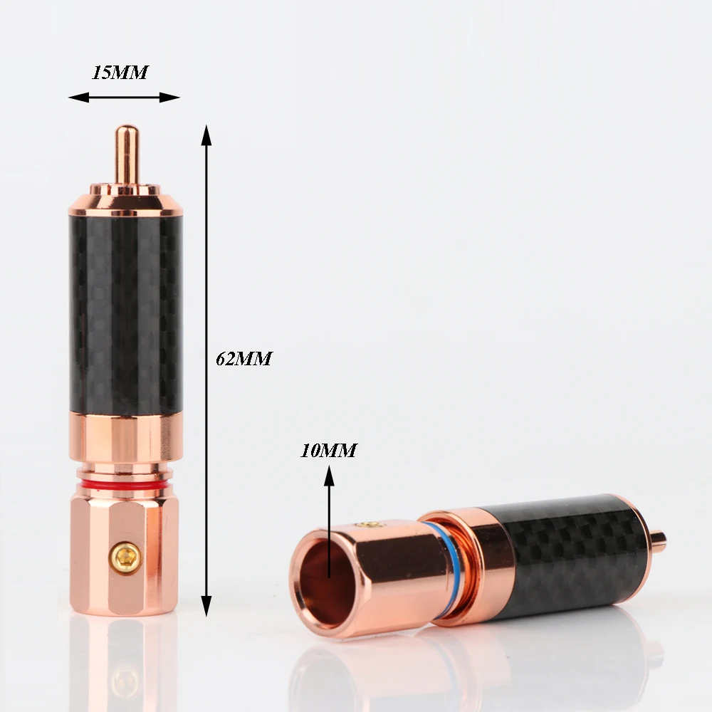 DIY 4 stücke R1741 Carbon Fiber Rose Gold Überzogene RCA Jack Stecker Solder Audio Kabel Stecker für HIFI – Detail 1