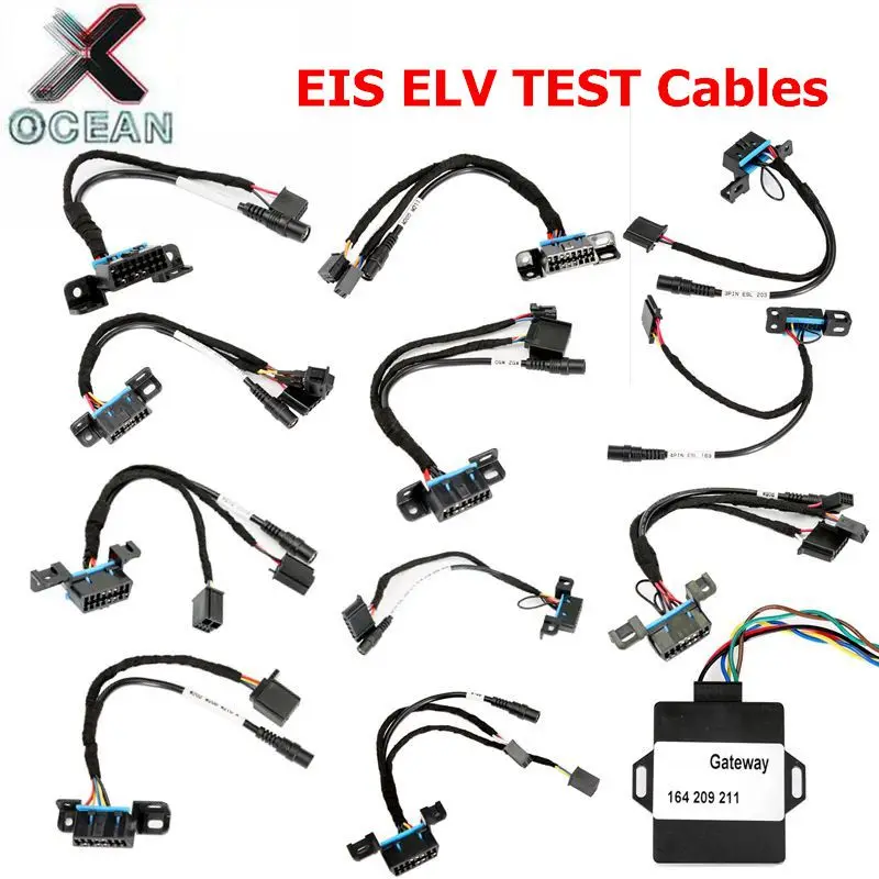 12 Cables EIS ELV Test Cables for Mercedes for Benz Works with VVDI MB BGA Tool Supported to CAN Read/Write EIS/ELV Test Line