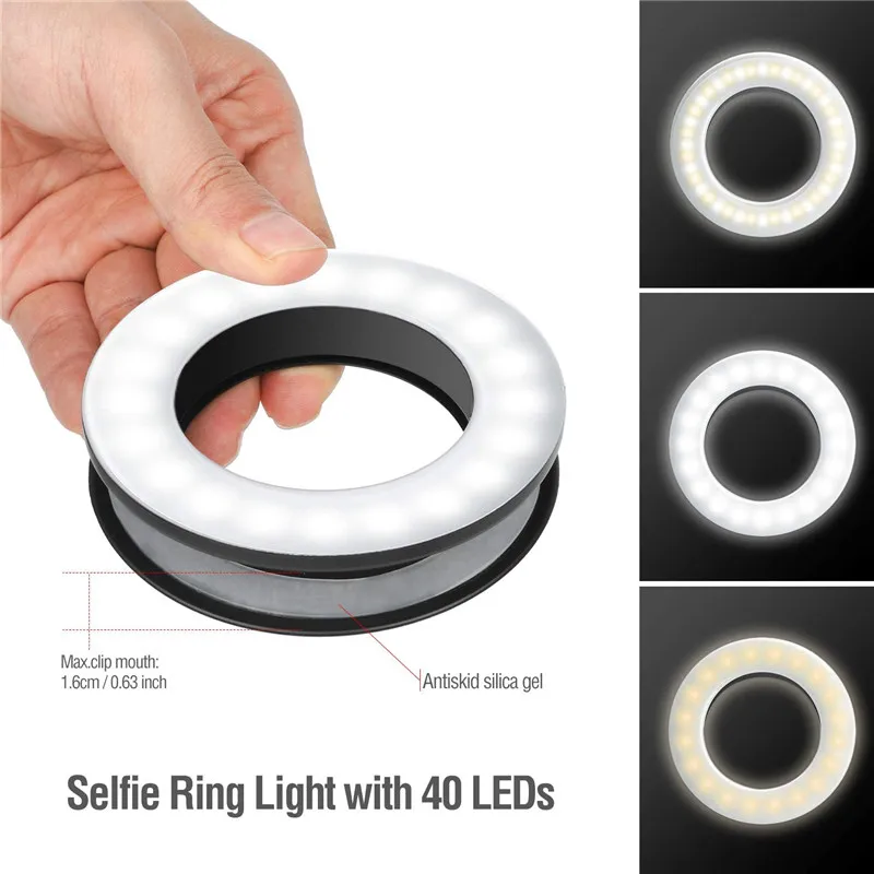 LED Flash Ring Light 3200K-6500K Selfie Fill Lamp USB Charge For iPhone Android Huawei Clip Video Live Stream Vlog Youtube