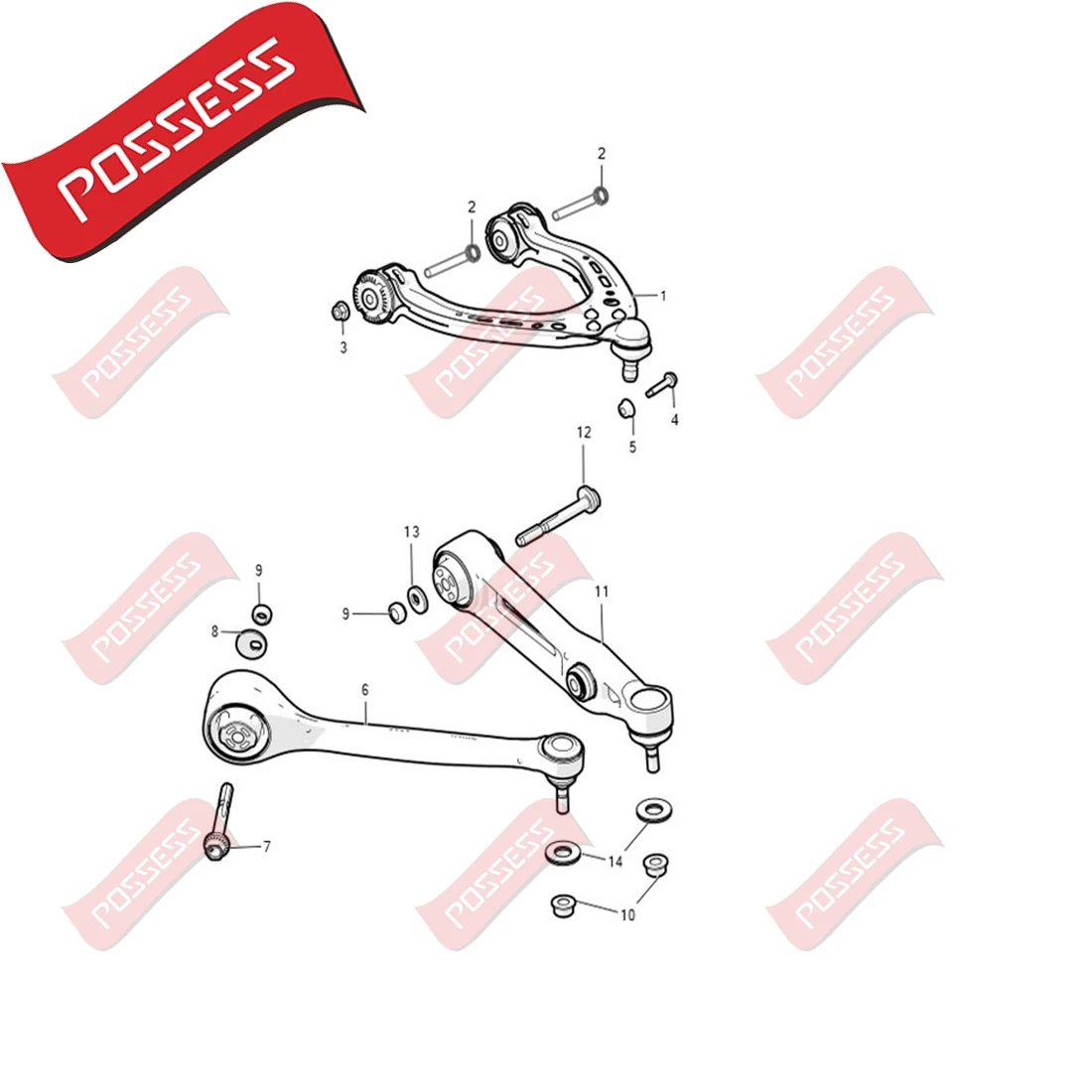 6 Pieces Front  Upper U-type And Lower Suspension Control Arm Kits For Tesla Model S 2012-/ Model S 5YJS