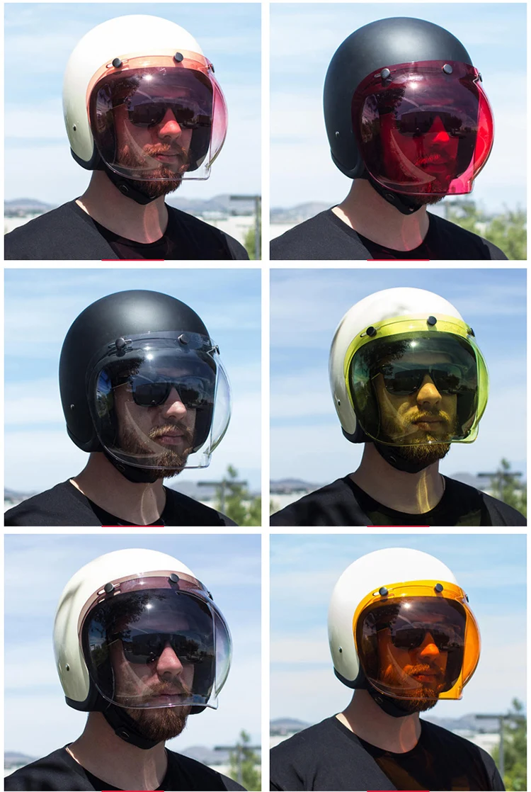 Helm-Blasenvisier, hochwertiges Visier für Motorradhelme mit offenem Gesicht, 12-farbig erhältlich, Vintage-Helm-Windschutzscheibenschild – Detail 1