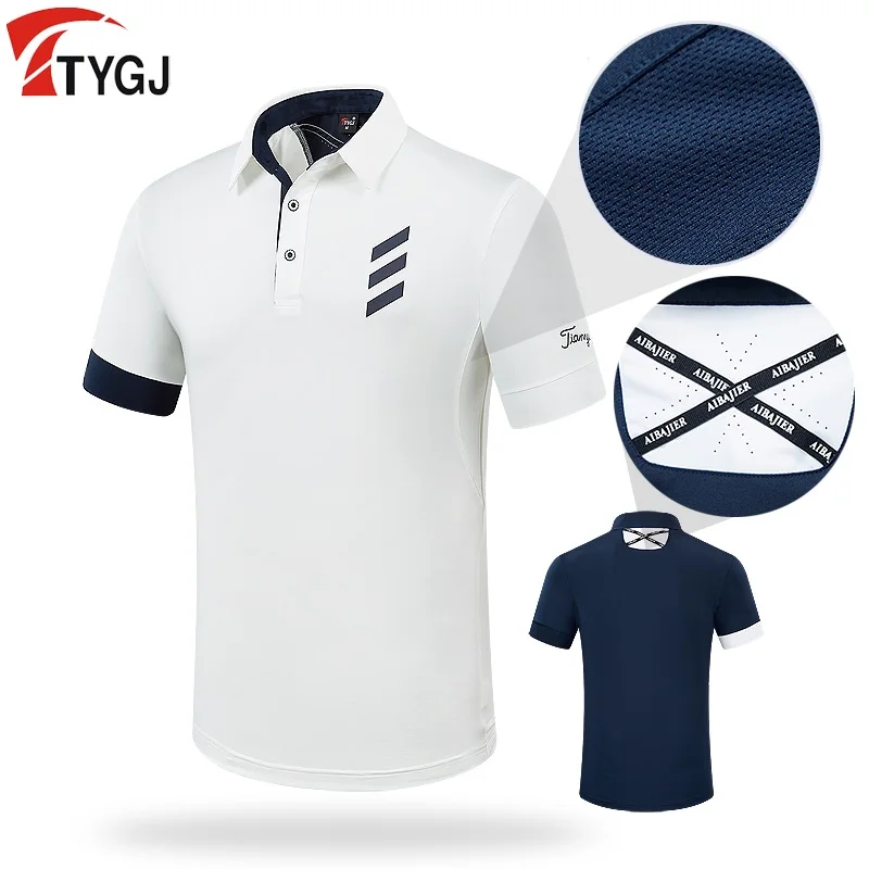 PGM Golf T-shirt Men\'s Shirts Summer Short Sleeve Tops Male Breathable Elastic Uniforms Golf Clothing Size M-XXL