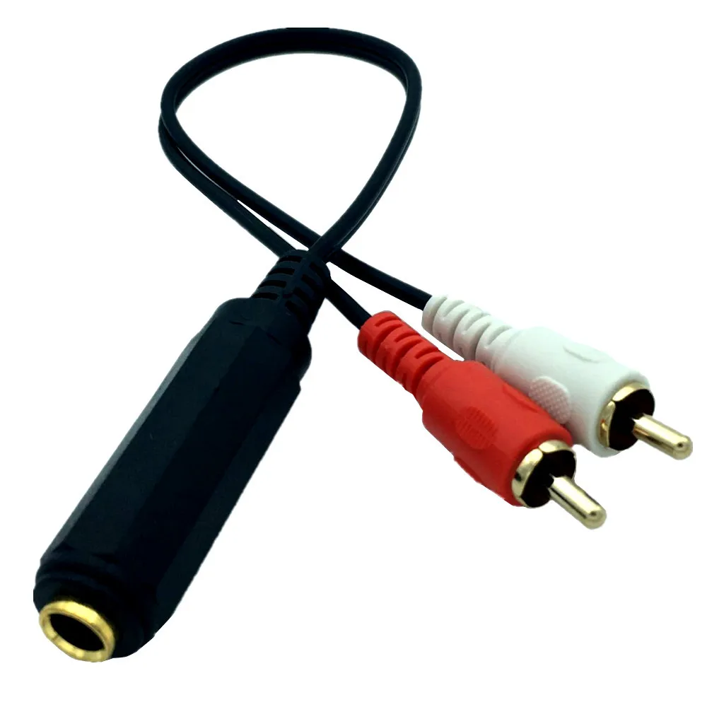 6.35mm Male Jack to 2 RCA Phono Male Jack Stereo Audio Y Splitter Cable 1.5m/0.25m