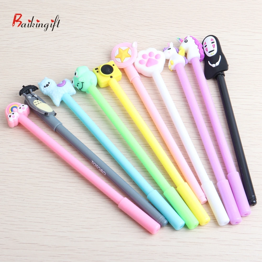 Hot selling cheap  plastic cute gel pen fast delivery and accept mix color School Stationery Office Suppliers gift pen for kids