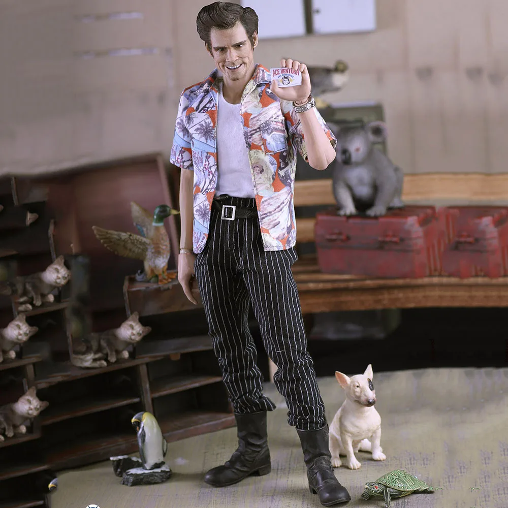 In Stock 1/6 Scale Asmus Toys ACE01 Pet Detective Jim Carrey Head Body Clothes 12 inches Action Figure Model for Fans Gifts