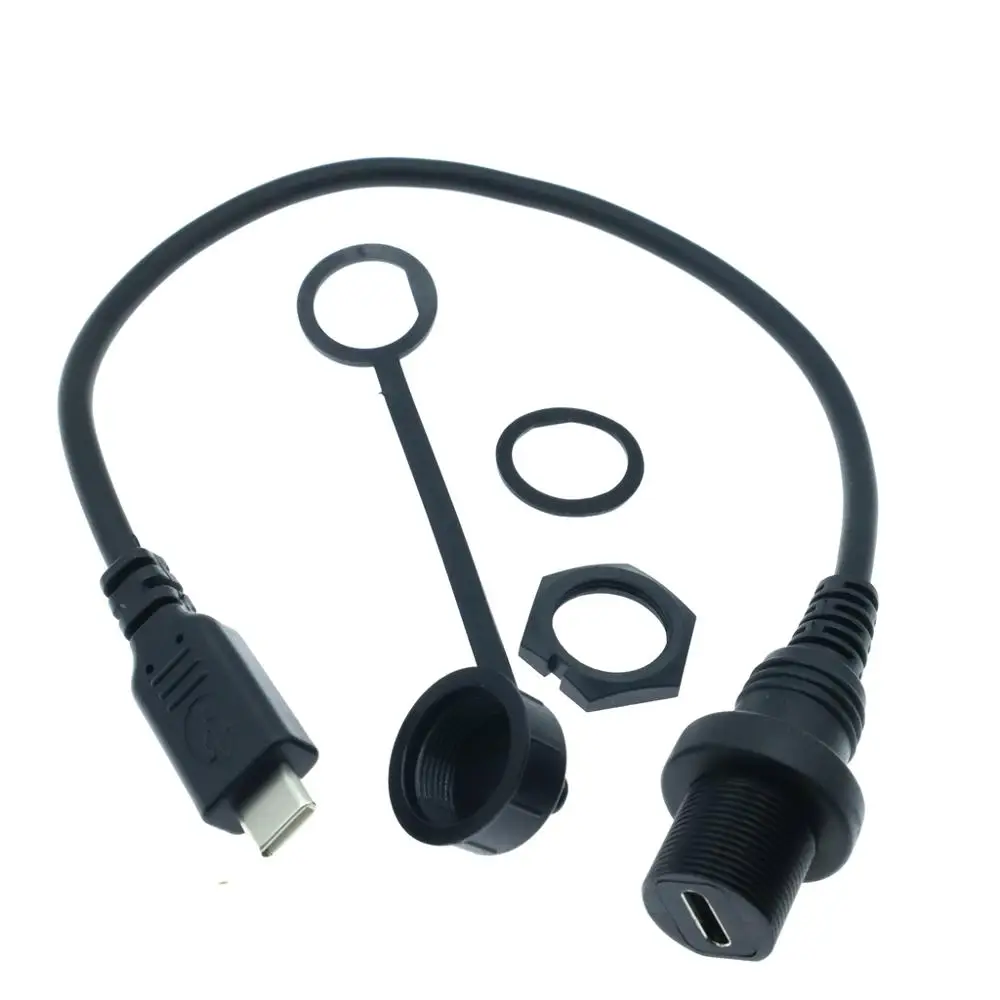 30cm USB-C IP67 Waterproof Cable type-c 3.1 IP 67 Male to Female Panel Mount Water Proof Connector Extension cord