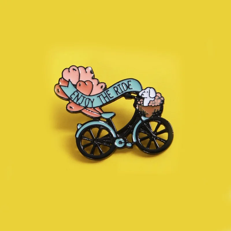 Puppy balloon bicycle  Enamel Pin Cute Brooch Denim Jeans shirts bags Celebrated fashion Jewelry Gift for Friends Children