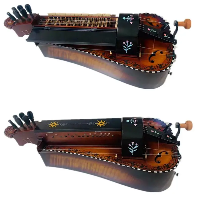 

6 струн 24 клавиши Hurdy Gurdy Кленовая инкрустация ракушка пурпурная, резная женская голова