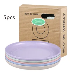 5pcs Plates Reusable Baby Feeding Dishes Salad Snack Fruit Plate Picnic Dishes Unbreakable Kitchen Dinnerware