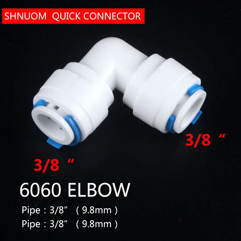 3/8 " - 3/8" OD Tabung PE Pipa Fitting Hose Elbow 6060 Diameter 9.5MM Konektor Air Akuarium filter Reverse Osmosis System