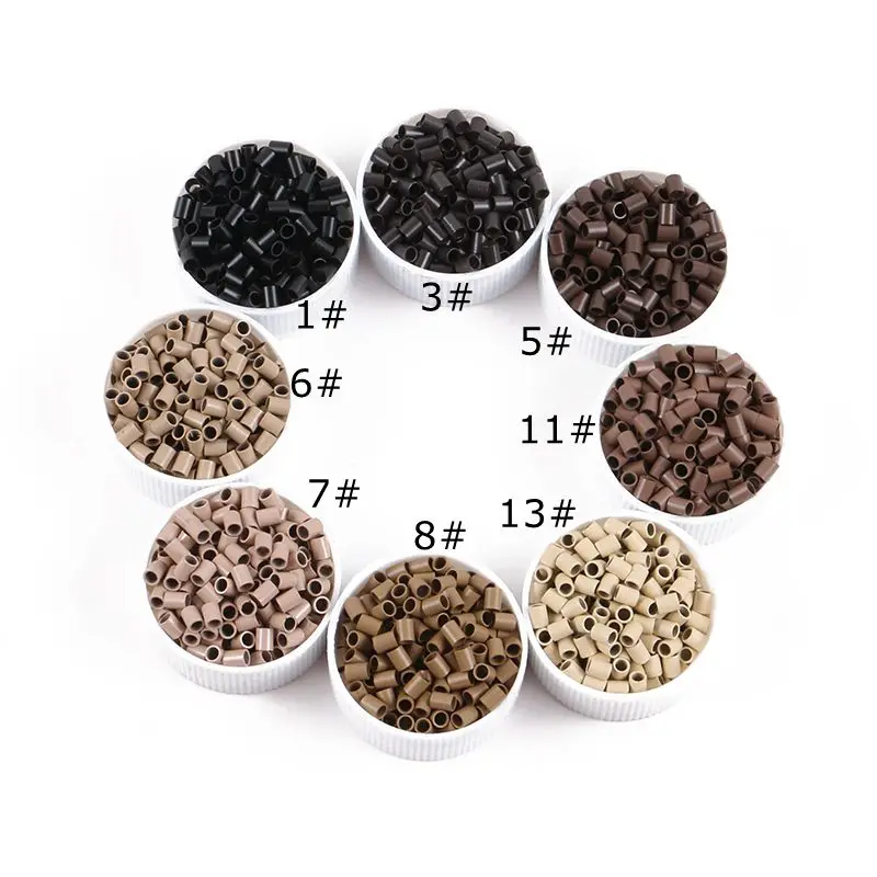 1000pcs 3.2x2.5x4mm Micro Link Black brown blonde micro Bead Ring Link Straight copper Ring Mini Locks Beads for I tip hair