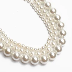 Wholesale Natural White Shell Pearl Round Loose Beads For Jewelry Making Choker Making Diy Bracelet Jewellery Accessories 15''