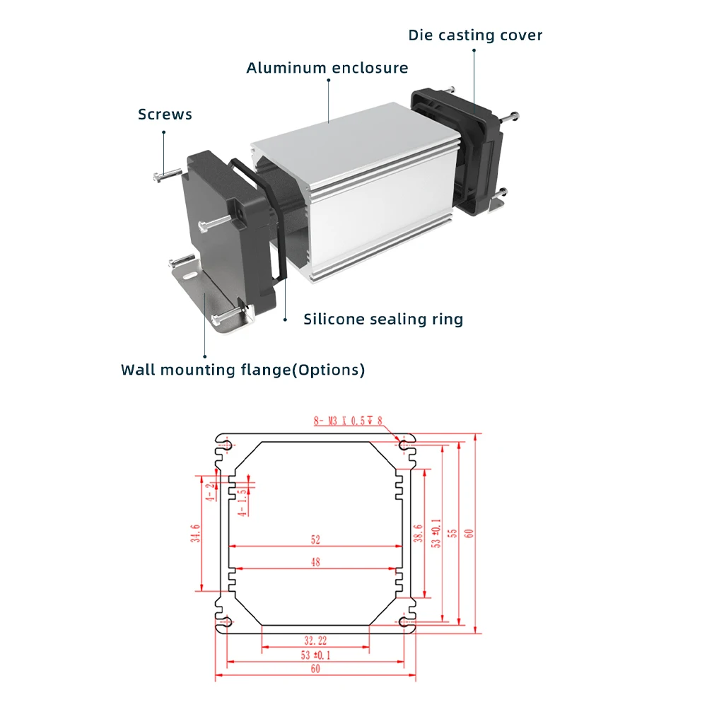 Waterproof Enclosure Wire Box Electronic ip68 Outdoor Junction Box Project Instrument Case Electrical Housing M01 60*60mm