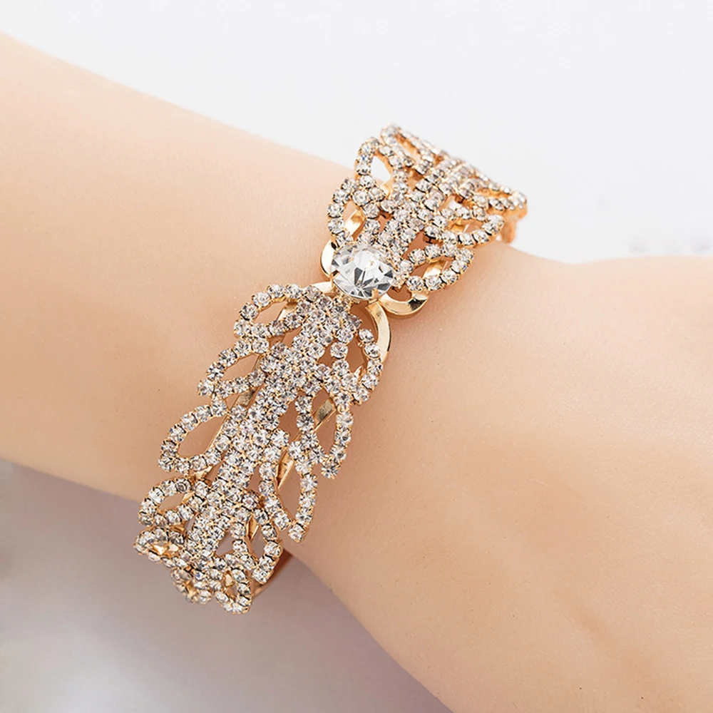 AINAMEISI Fashion Crystal Punk Bracelet For Women Rhinestone Jewelry Bridal Charm Bracelets & Bangles Wedding Party Gift