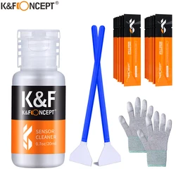 Kits de limpeza K & F Concept Camera, bastão de limpeza, líquido PU sem poeira, luvas de borracha para câmeras DSLR Full Frame, 16PCs, 24mm, 20ml, 16PCs