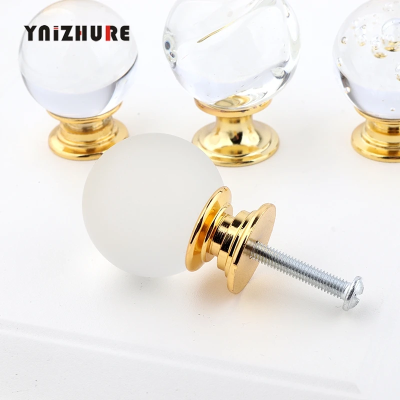 30mm Ball Shape Gold Design Crystal Glass Knobs Cupboard Drawer Kitchen Cabinet Pull Door Wardrobe Handles Hardware