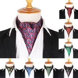 New Flora  Men Cashew Tie Wedding Formal Cravat Ascot Scrunch Self British Gentleman Polyester Soft Neck Tie Luxury Print Scarf