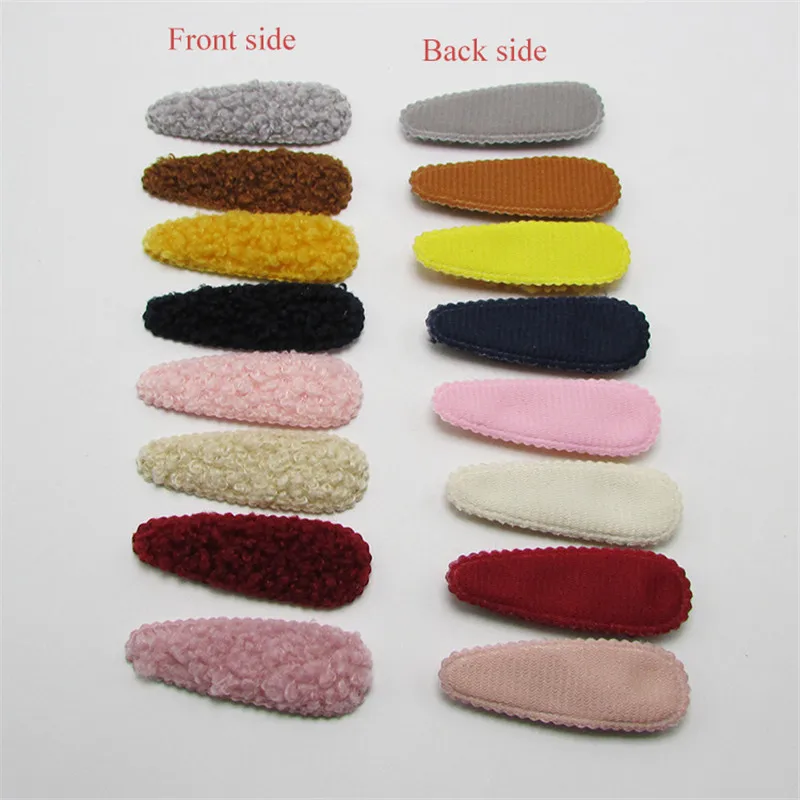 40Pcs/Lot 5.6x2CM Plush Velvet Rabbit Hair Clip Cover Padded Appliques DIY Handmade Children Headwear Accessories