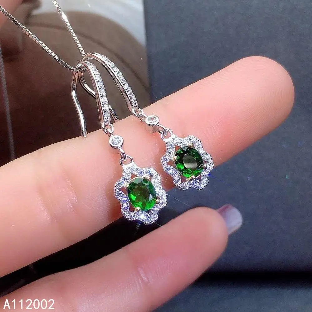 

KJJEAXCMY fine jewelry natural diopside 925 sterling silver women earrings support test exquisite