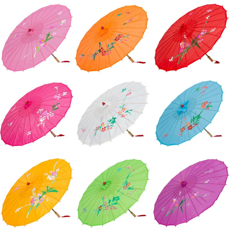 Chinese Printed Flower Paper Umbrella Traditional Handmade Sunshade Parasol Classical Retro Dance Umbrella party decoration