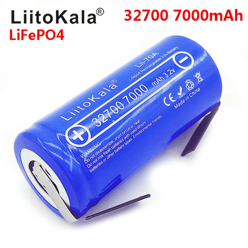 2021 LiitoKala Lii-70A 3.2V 32700 7000mAh LiFePO4 Battery 35A Continuous Discharge Maximum 55A High power battery+Nickel sheets