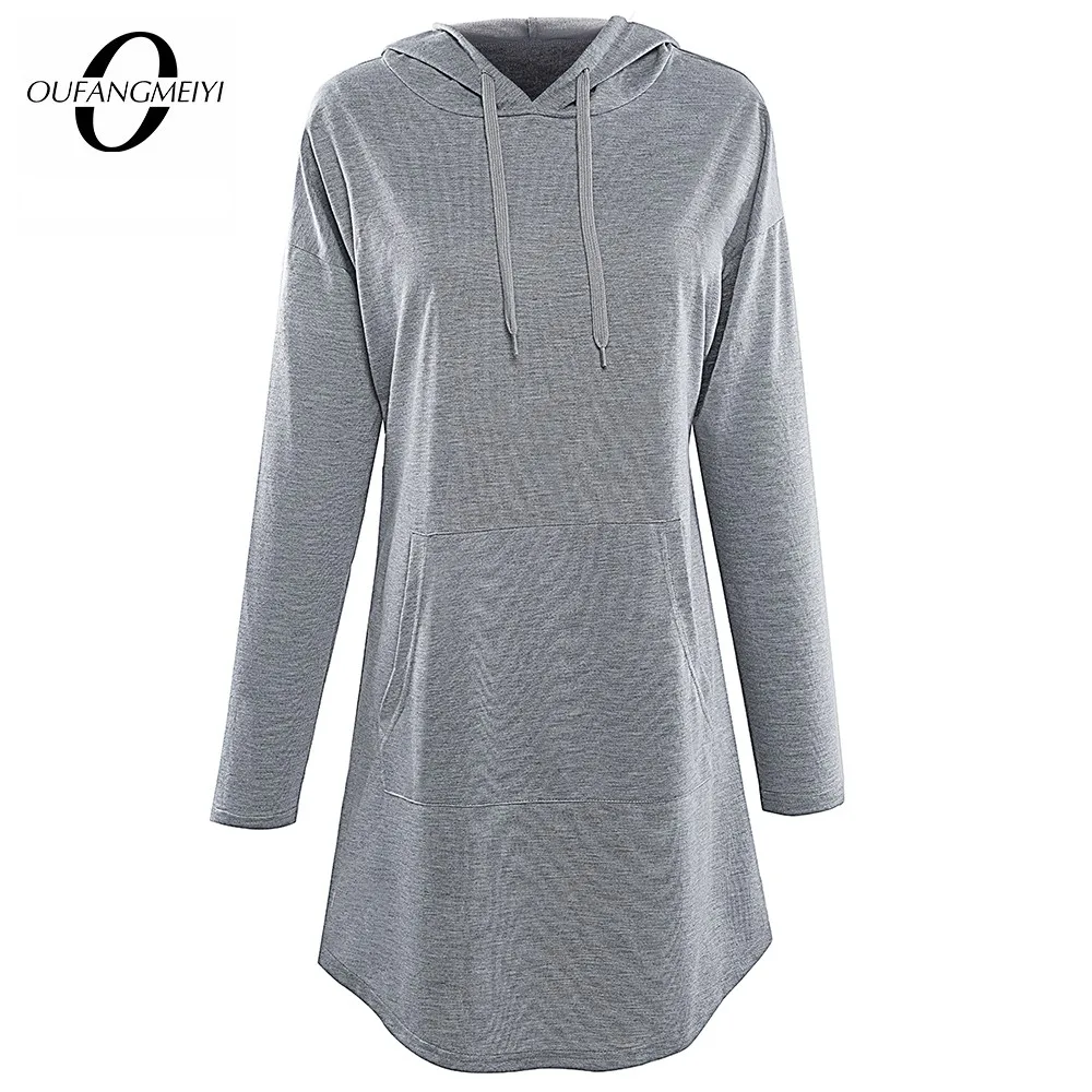 

Autumn Women Classy Solid Color Pullovers Casual Shift Loose Hoodies Tops with Pockets 1EB557