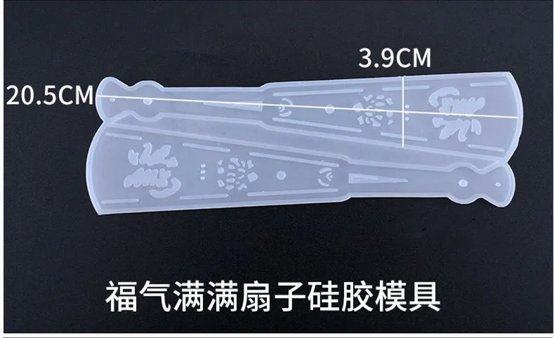 Molde de silicona con forma de abanico de cristal para fabricación de joyas, accesorio de resina epoxi para manualidades