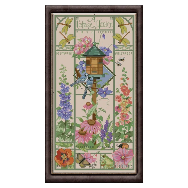 

Home Decorative Painting Garden Home Cross-stitch Linen Pearl Cloth Kit DIY Handmade Chinese Embroidery Material Kit