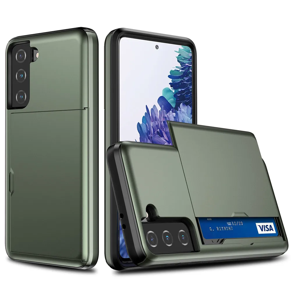 Case For Samsung Galaxy S21 S22 S20 FE S10 S9 Plus Case Armor Slide Card Slots Cover For Samsung Note 20 Ultra 10 9 8 S10E Funda