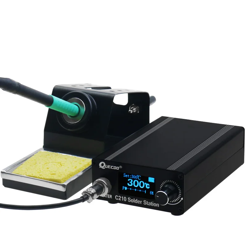 QUECOO C210 OLED Digital Display Adjustable Temperature Soldering Station For JBC Handle Repair Welding Tool C210 Tips