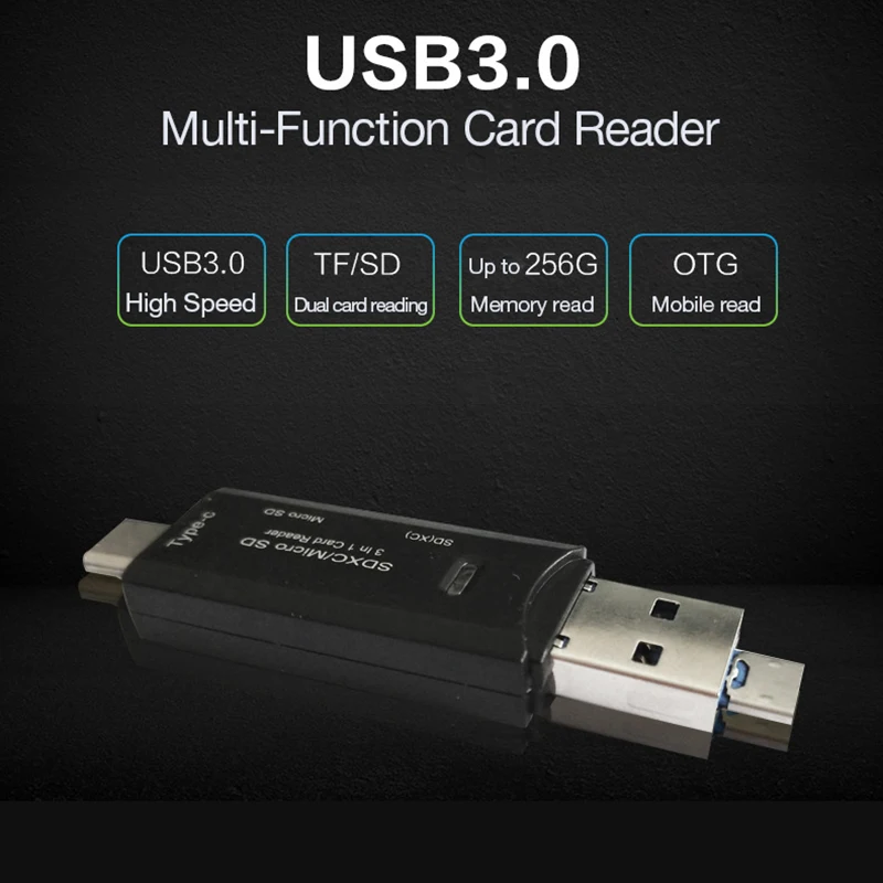 Ginsley Multi Card Reader USB3.0 SD/Micro SD TF OTG Smart Memory Card adattatore per Laptop usb tipo C Cardreader