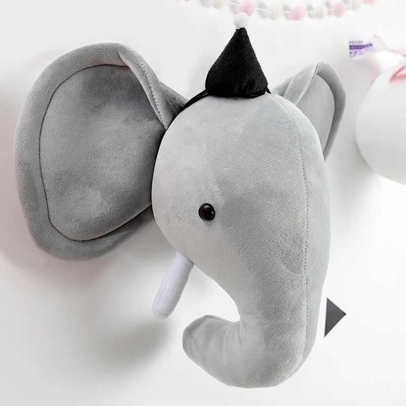 INS Nordic Plüsch Spielzeug Tiere Kopf Wand Hängen Einhorn Deer Elefant Gefüllt Spielzeug Kinder Mädchen Zimmer Decor Geburtstag Weihnachten Geschenke