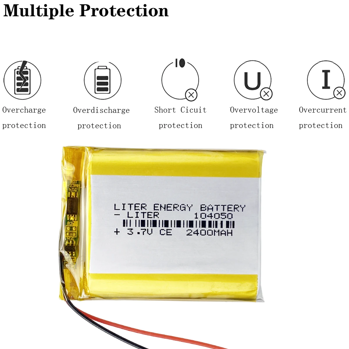 Akumulator Li-Po 3,7 V 2400 mAh 104050   Bateria litowo-polimerowa Li-Po litowo-jonowe ogniwa Lipo do rejestratora jazdy GPS MP3 MP4