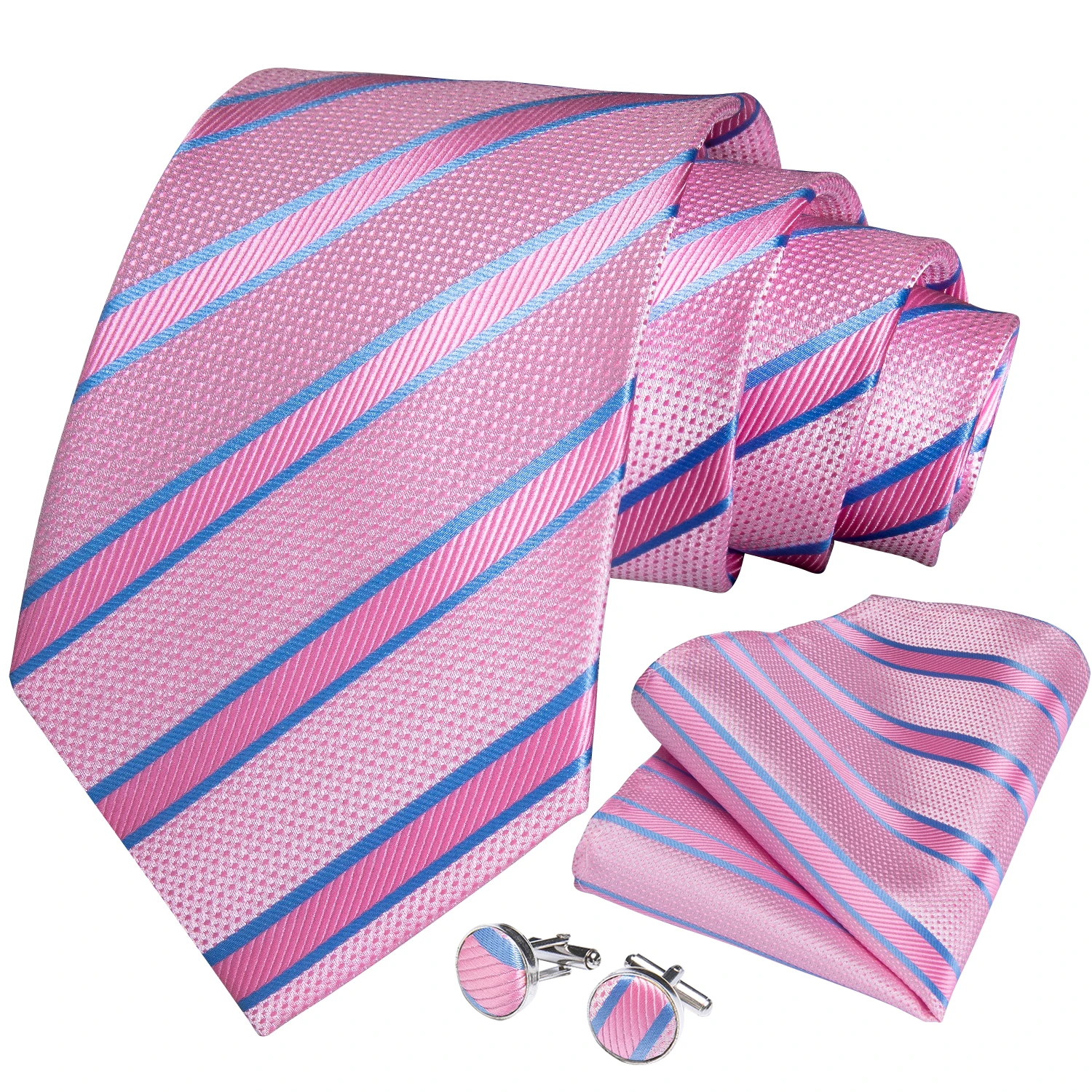 Hochwertiges Rosa Gestreiftes Paisley-Herrenkrawatten-Set 8cm Business Hochzeit Party Accessoires Herren Krawatte Einstecktuch-Set Herren Geschenk – Detail 8