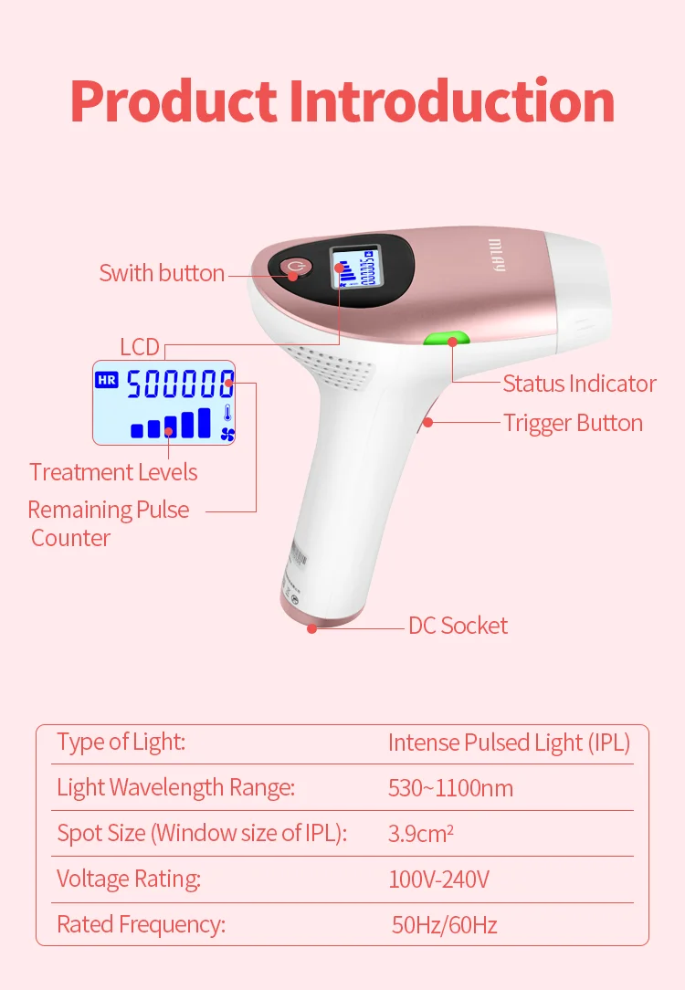 MLAY IPL Hair Removal Malay Epilator Permanent Depilador for Women Photoepilator Electric Epilator slime Dropshipping