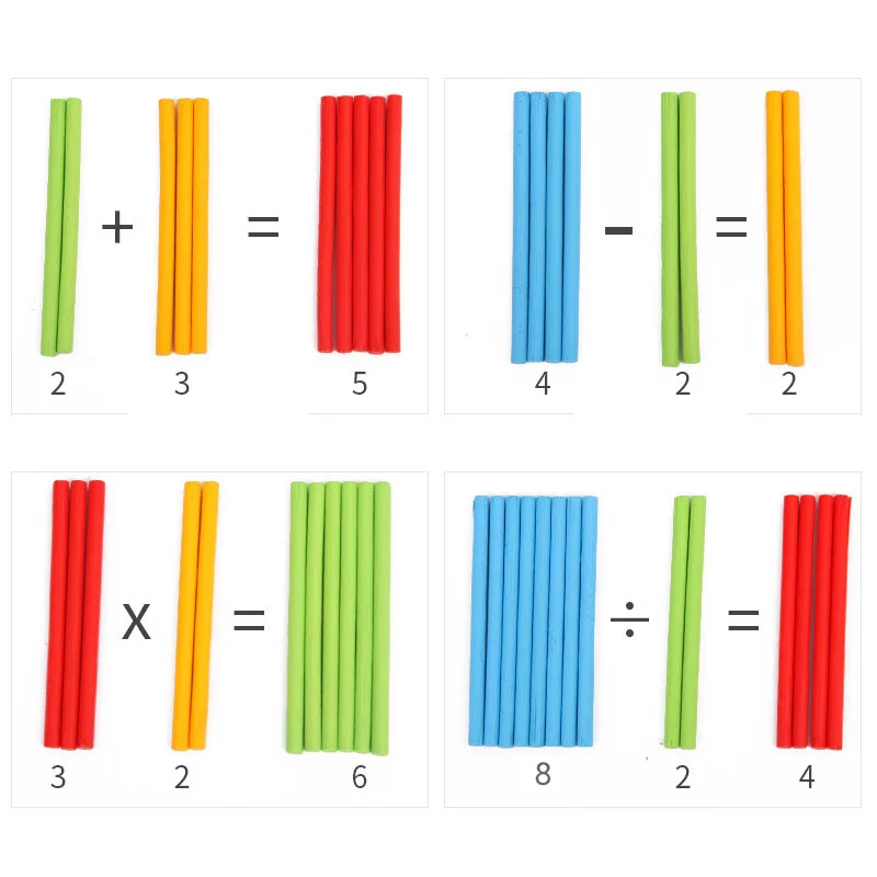 100 Stks/set Kleurrijke Bamboe Tellen Sticks Wiskunde Montessori Onderwijs Tellen Staaf Kids Voorschoolse Wiskunde Leren Speelgoed