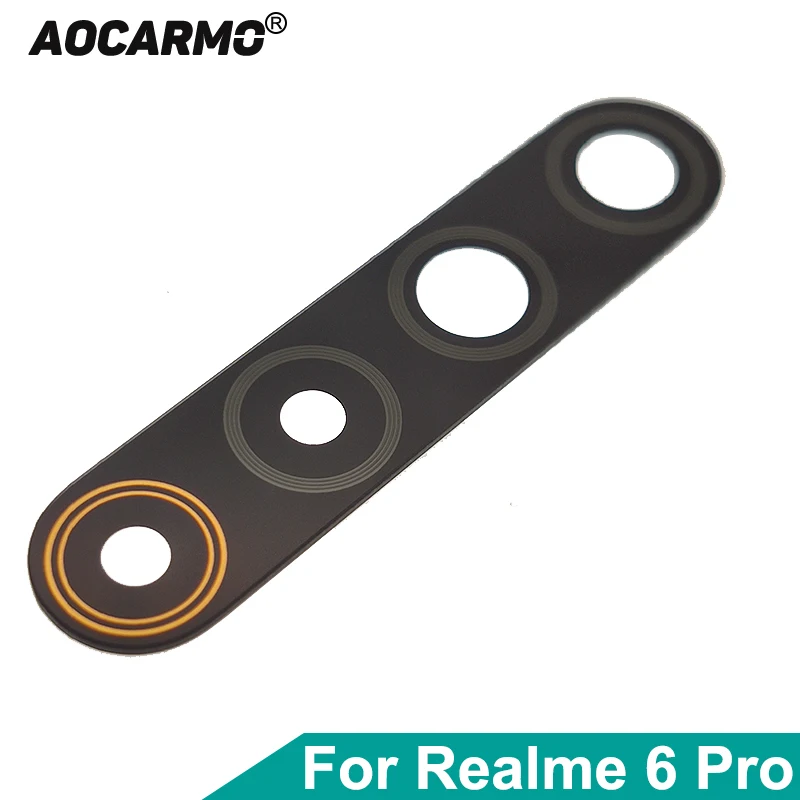 Aocarmo For Realme 6 Pro 6P Back Lens Rear Camera Len Glass Cover With Adhesive Sticker