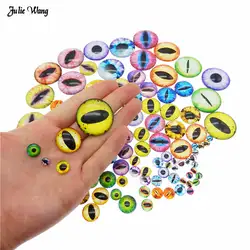 50pcs 6MM 8MM 10MM Round Dragon Cat Eyes Glass Cameo Flatback Cabochon Beads Multi Color Horse Eyes Pattern Crafts Accessory