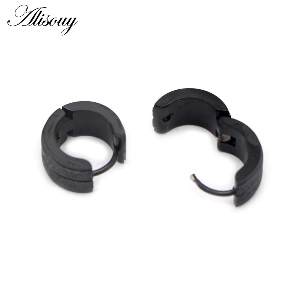 Alisouy 2pcs New Frosted Scrub Groove Ear Earring Stainless Steel Small Circle Hoop Earrings for Women Men Punk Piercing Jewelry