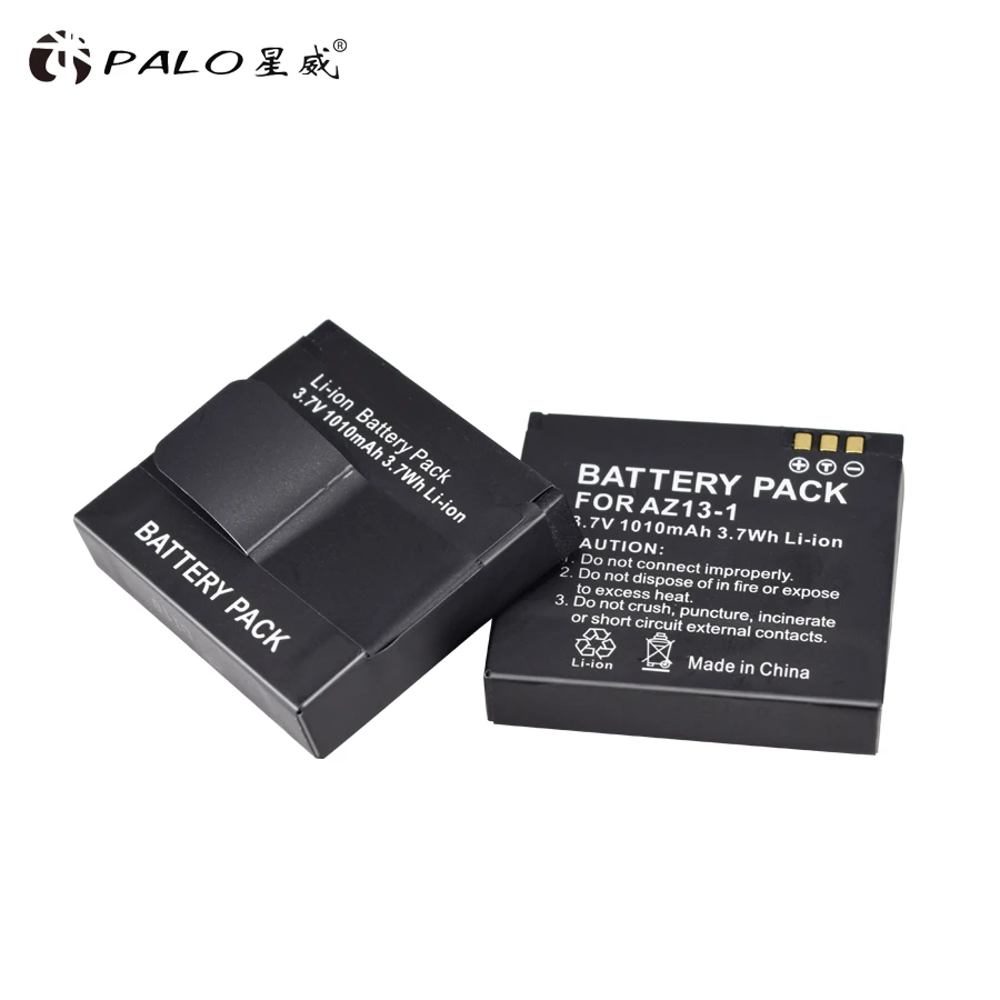 PALO 1010mAh AZ13-1 Battery with USB Battery Charger For Xiaomi Yi Action Camera Replacement Battery Rechargeable Backup Bateria