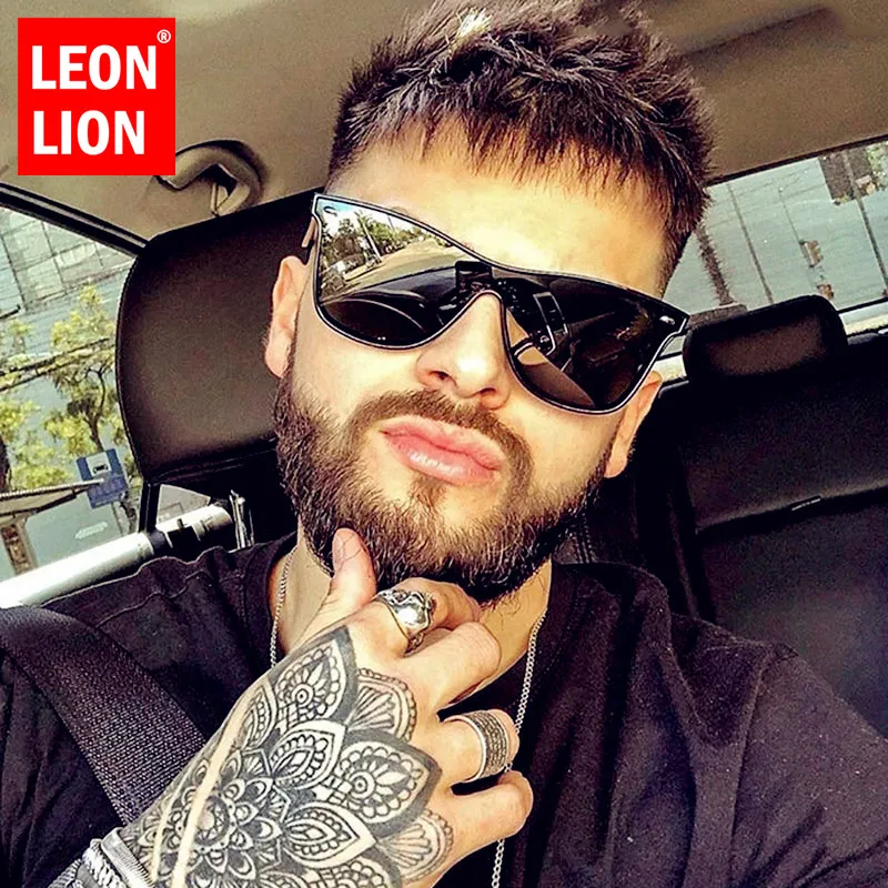 

LeonLion 2023 One-piece Sunglasses Men Luxury Brand Glasses for Men/Women Colorful Retro Eyewear Men Mirror Gafas De Sol Mujer