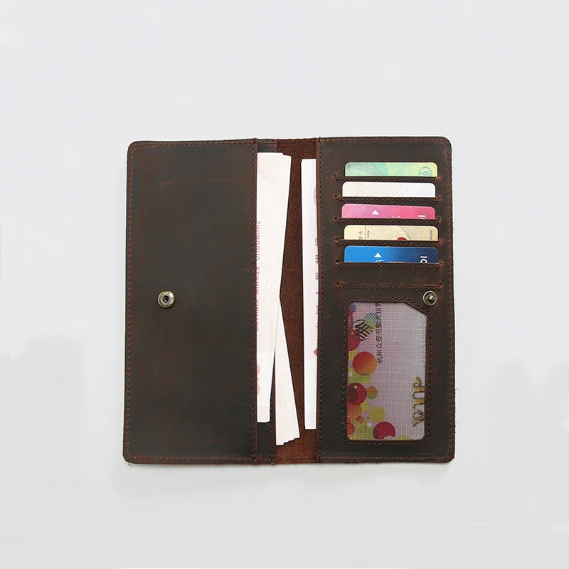 Pince à billets Vintage en cuir véritable pour homme, porte-monnaie fin et Simple, Crazy Horse