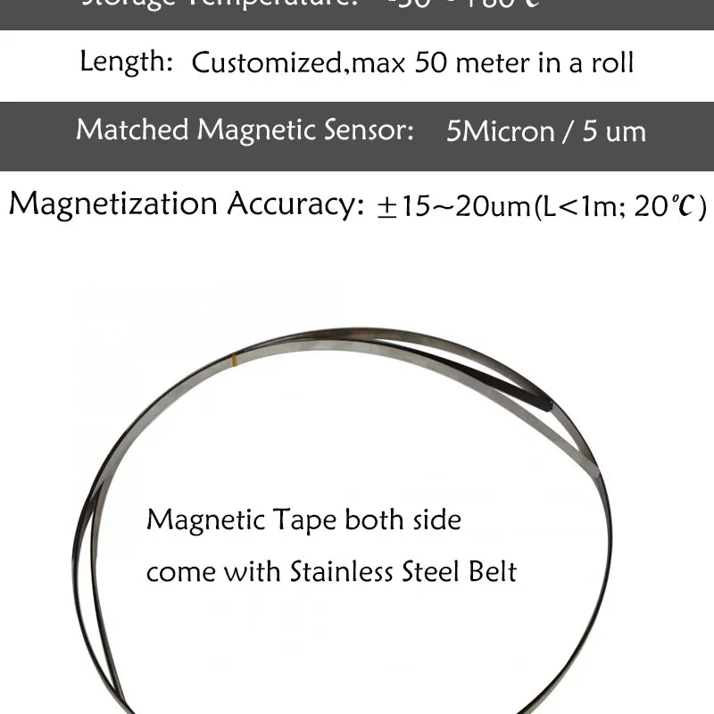 Hochpräzises 5+5mm Magnetband mit 5mm Polabstand für 5µm Magnetsensor Drehmaschinen Holzbearbeitung Steinmaschinen – Detail 2