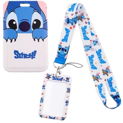 YQ367 Cartoon Stitch Blue White Lanyard Phone Rope Key ID Campus Card Badge Holder Neck Strap Keychain Necklace Belt Lariat Gift