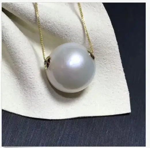 elegant 14-15mm south sea round whitepearl pendant 14k/20