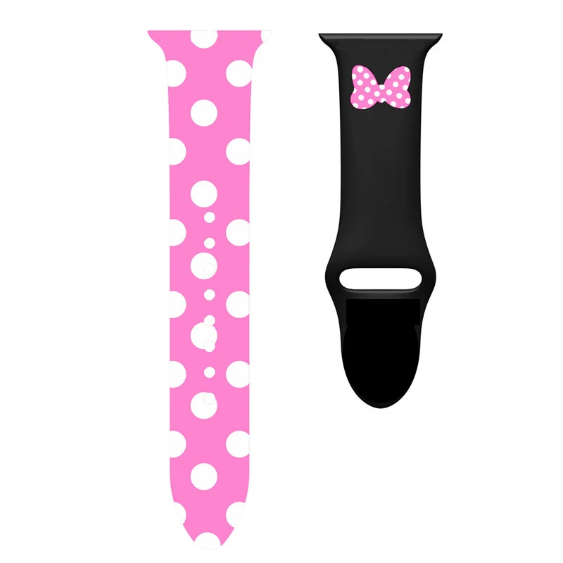 Correa de silicona para Apple Watch Series 6, 5, 4, 3, 2, 1, funda de marco de ratón de dibujos animados para IWatch de 44mm, 40mm, 38mm, 42mm, correa de muñeca de Minnie
