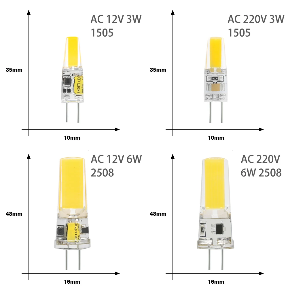 10pcs LED G4 COB Lamp AC DC 12V 220V Mini Dimming G4 LED Bulb Lampada LED Lighting Replace Halogen Spotlight Chandelier LED Lamp