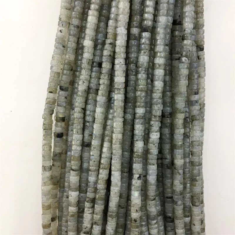 2*4mm Heishi Grey Labradorite Gemstone Small Natural Stone Rondelle Seed Spacer Little Bead for Jewelry Bracelet Diy